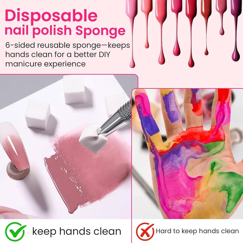 ESUOHYM 150 PCS Soft Nail Sponges For Ombre and Aura with Grabbing pen Nail Art Brushes for Blending Ombre Gel Nail Tech Design Manicure Tools Accessories supplies for Salon and Home White - Image 5